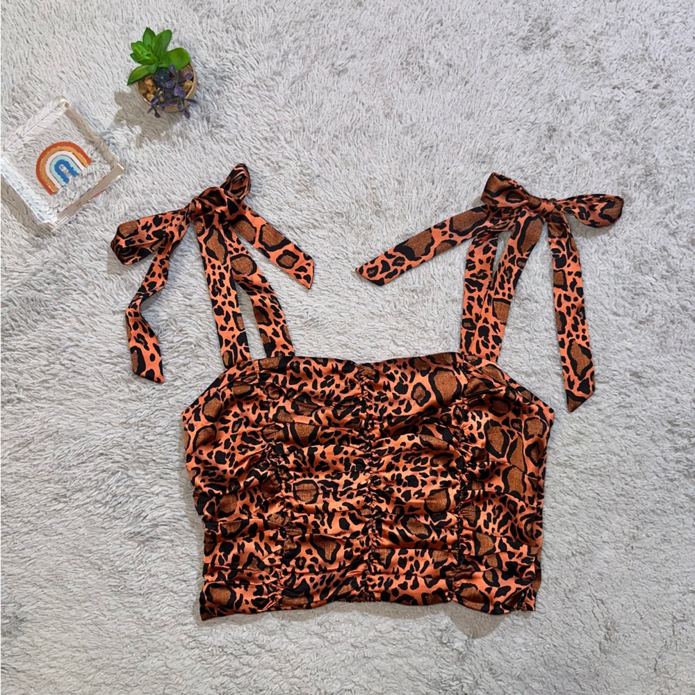Satiny Leopard Print Women's Top